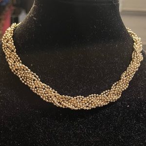 Vintage rope braided gold necklace
